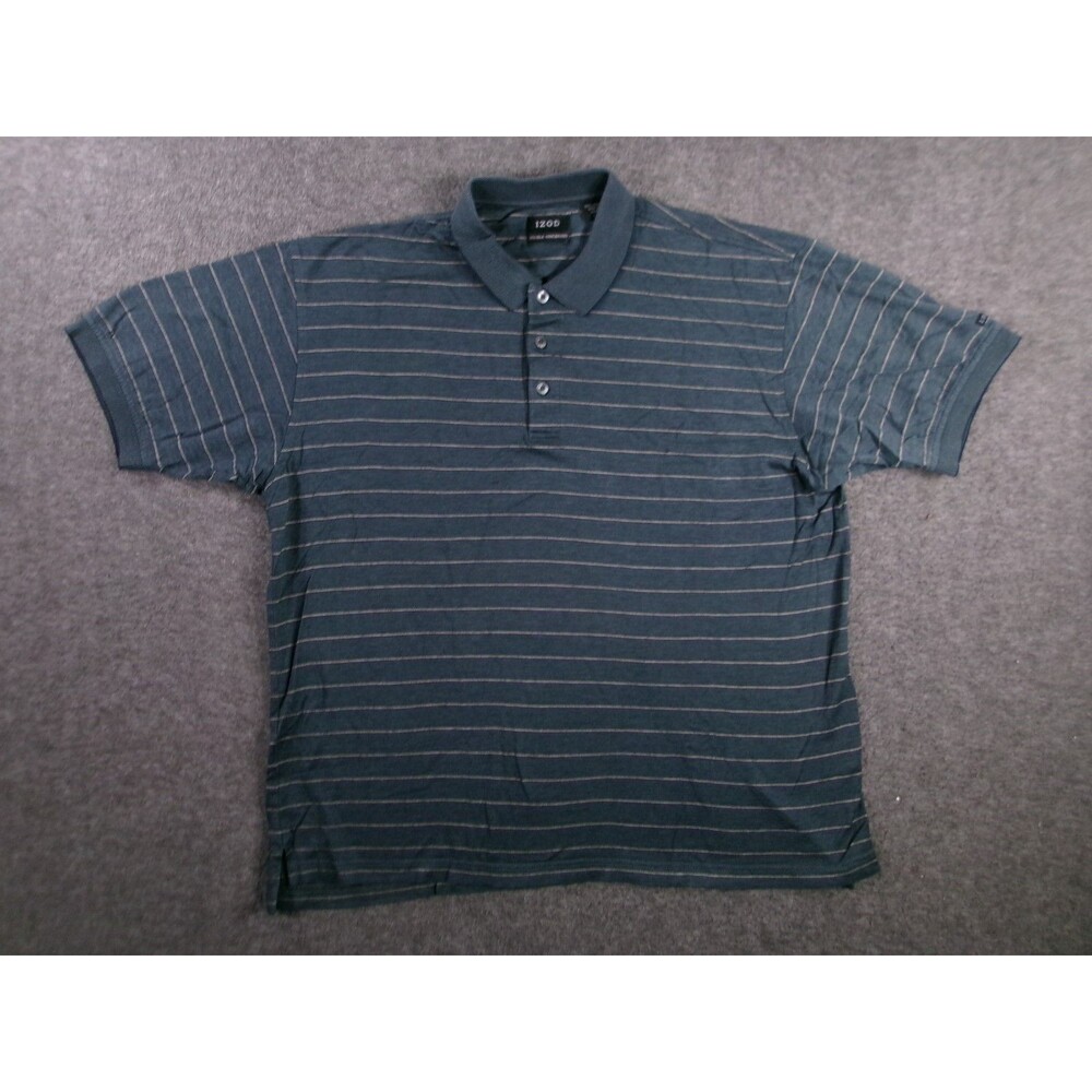Izod Polo Shirt Mens Large Striped Double Mercerized Casual Preppy Golf Work